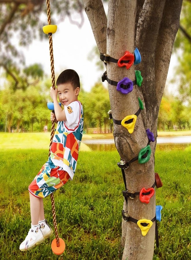 TOPNEW 12 Ninja Tree Climbing Holds and 6.56FT Climbing Rope for Kids, Tree Climber Climbing Kit for Outdoor Ninja Warrior Obstacle Course Training - Image 2