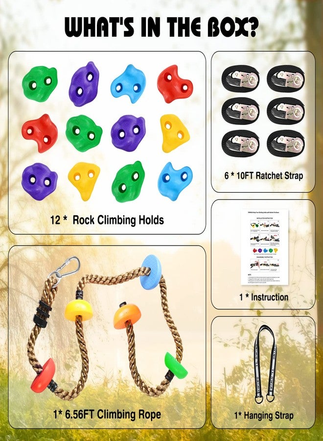 TOPNEW 12 Ninja Tree Climbing Holds and 6.56FT Climbing Rope for Kids, Tree Climber Climbing Kit for Outdoor Ninja Warrior Obstacle Course Training - Image 3