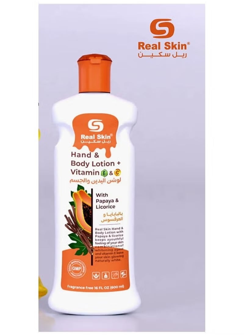 Real Skin Real Skinny Hand & Body Lotion with Papaya & Licorice 600ml 