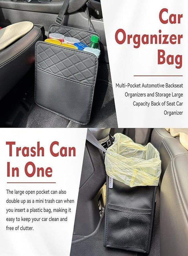 YEPZY ENTERPRISE YEPZY Car Seat Organizer Backseat with Storage Pockets, Multipurpose Car Organizer Hanging, Car Trash Bag Can,Premium PU Leather Garbage Can Large Capacity - Image 4