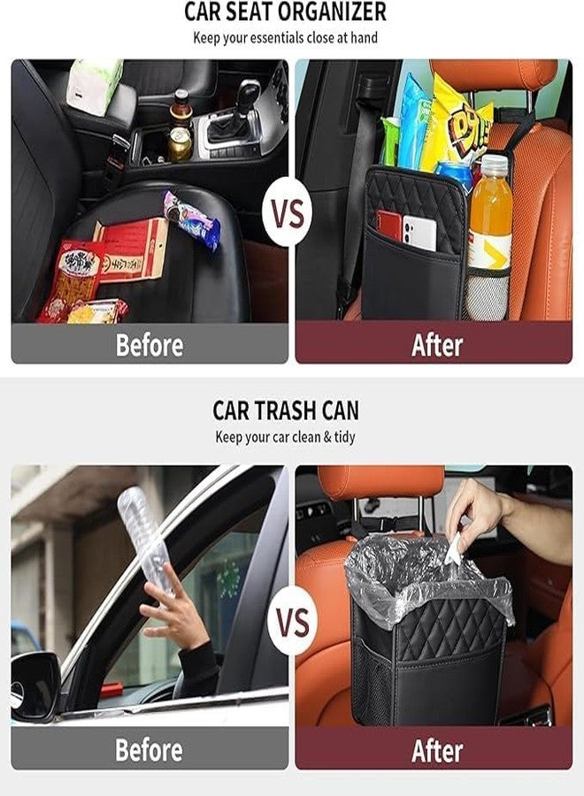 YEPZY ENTERPRISE YEPZY Car Seat Organizer Backseat with Storage Pockets, Multipurpose Car Organizer Hanging, Car Trash Bag Can,Premium PU Leather Garbage Can Large Capacity - Image 3