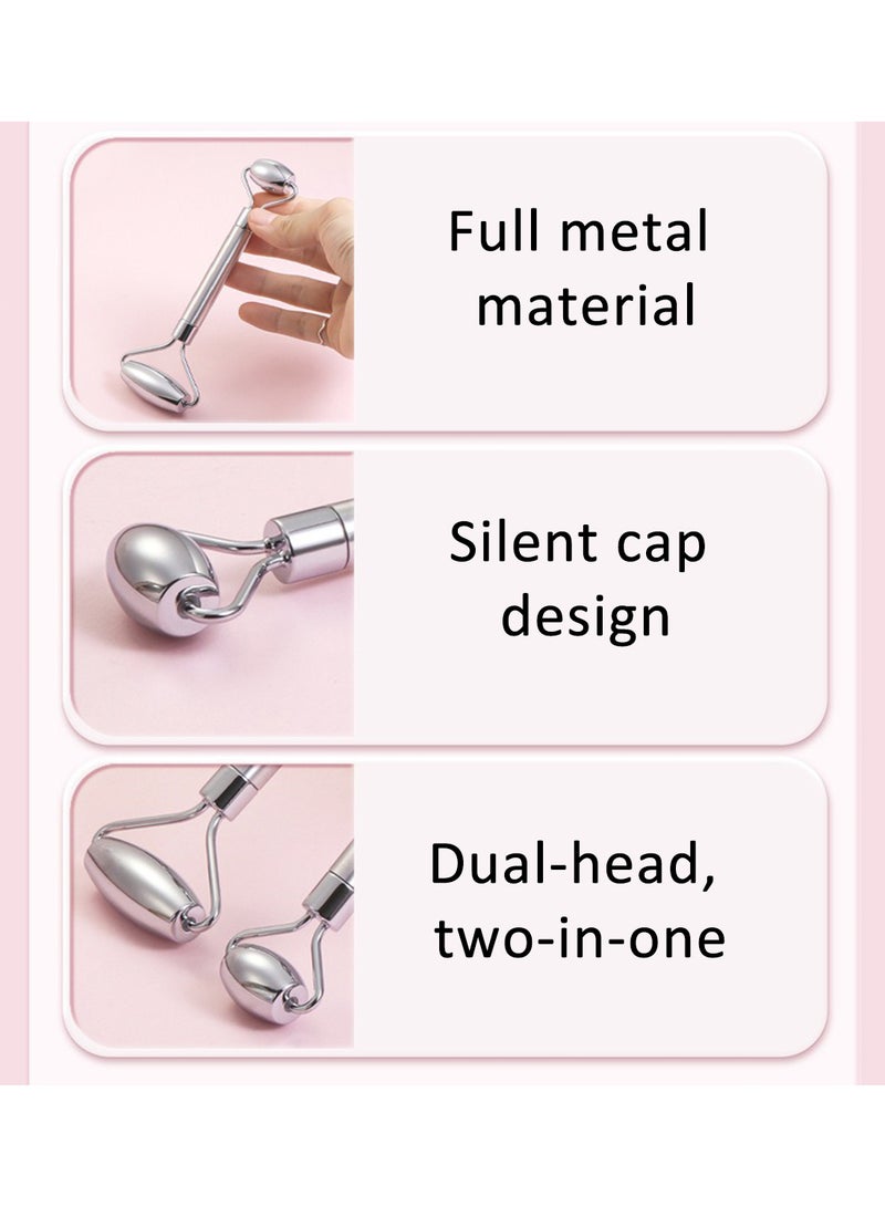 l&wen Roller Facial Massager, Dual-Sided Stainless Steel Face Roller for Face and Eyes to Anti-Aging, Reduce Puffiness and Tighten Skin (1 Pc, Silver) - Image 2