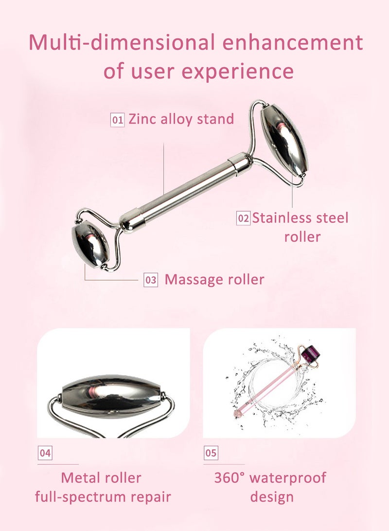 l&wen Roller Facial Massager, Dual-Sided Stainless Steel Face Roller for Face and Eyes to Anti-Aging, Reduce Puffiness and Tighten Skin (1 Pc, Silver) - Image 5