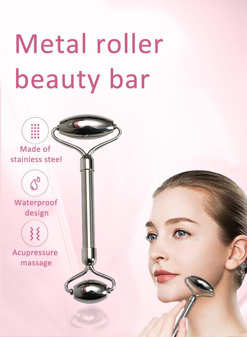 l&wen Roller Facial Massager, Dual-Sided Stainless Steel Face Roller for Face and Eyes to Anti-Aging, Reduce Puffiness and Tighten Skin (1 Pc, Silver) - Image 4
