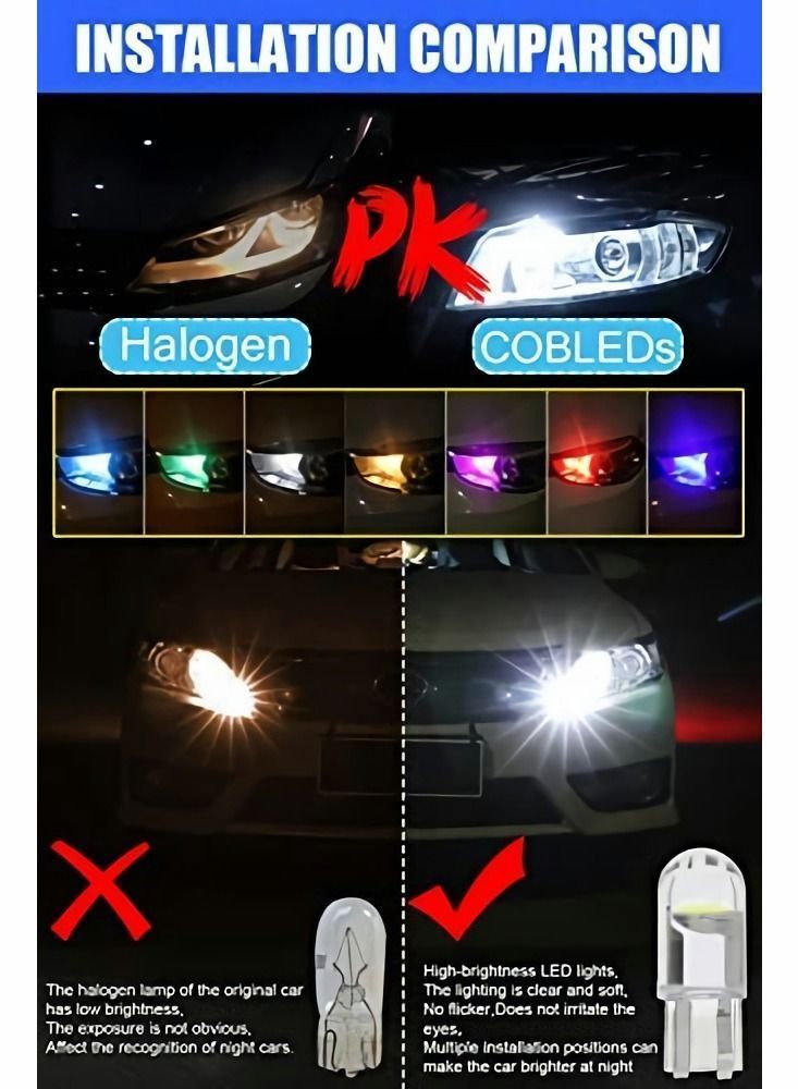 194 LED Bulbs 6000K White, 68 2825 W5W T10 Wedge COB Replacement Bulbs, Super Brightness, for License Plate Lights, Car Position Lamps, Map Light, 30pcs - Image 2