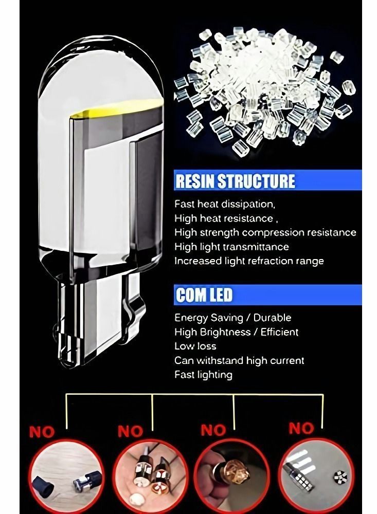194 LED Bulbs 6000K White, 68 2825 W5W T10 Wedge COB Replacement Bulbs, Super Brightness, for License Plate Lights, Car Position Lamps, Map Light, 30pcs - Image 5