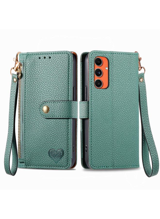 erorex Case For Samsung Galaxy C55 Love Zipper Lanyard Leather Phone Case - Image 1