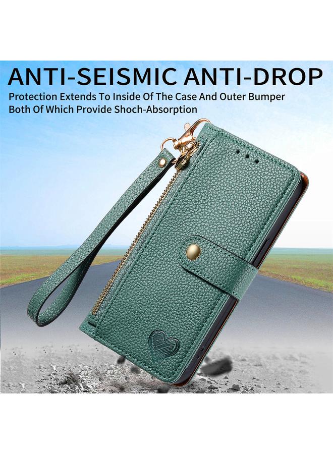 erorex Case For Samsung Galaxy C55 Love Zipper Lanyard Leather Phone Case - Image 4