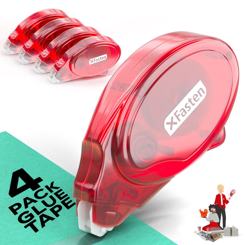 XFasten Adhesive Roller for Scrapbooking, 8mm x 30ft 4-Pack Double Sided Glue Tape Roller, Scrapbook Supplies for Adults, Photo Tape for Scrapbooking - Image 1