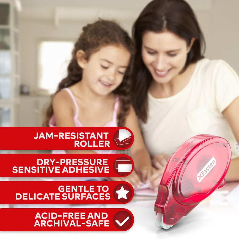 XFasten Adhesive Roller for Scrapbooking, 8mm x 30ft 4-Pack Double Sided Glue Tape Roller, Scrapbook Supplies for Adults, Photo Tape for Scrapbooking - Image 2