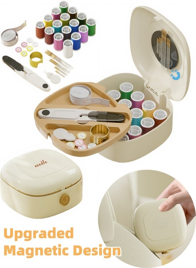 مجموعة أدوات الخياطة المغناطيسية، مجموعة الإبر والخيوط مع مستلزمات الخياطة مجموعة أدوات الخياطة الصغيرة المحمولة للسفر، حقيبة تخزين الإبر المغناطيسية - Image 1