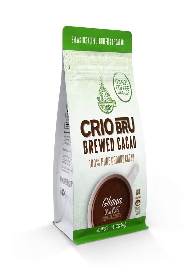 Crio Bru Ghana Light Roast - Coffee Alternative Natural Healthy Drink | 100% Pure Ground Cacao Beans | 99.99% Caffeine Free, Keto, Low Carb, Paleo, Brew And Enjoy Hot or Iced (10 Ounce (Pack of 1)) - Image 1