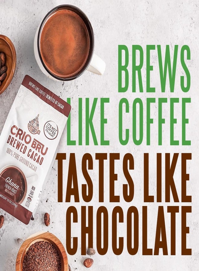 Crio Bru Ghana Light Roast - Coffee Alternative Natural Healthy Drink | 100% Pure Ground Cacao Beans | 99.99% Caffeine Free, Keto, Low Carb, Paleo, Brew And Enjoy Hot or Iced (10 Ounce (Pack of 1)) - Image 3