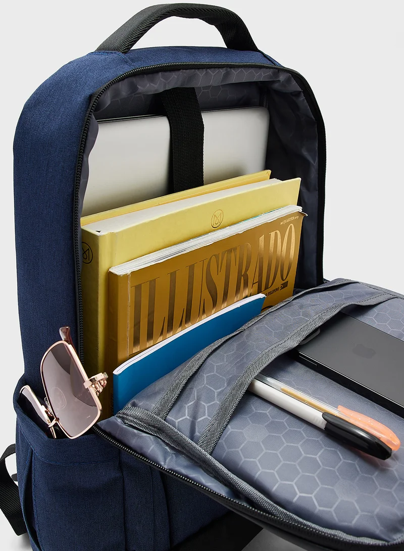 Robert Wood Casual Backpack With Padded Support And Usb Port