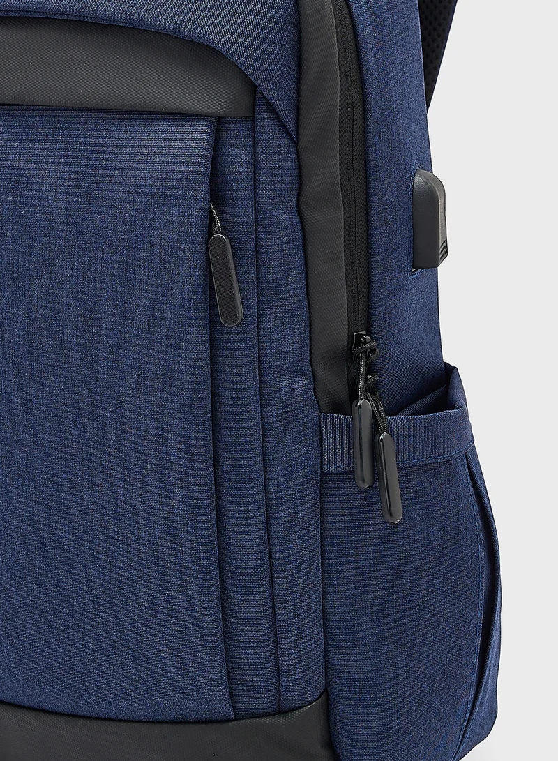 Robert Wood Casual Backpack With Padded Support And Usb Port