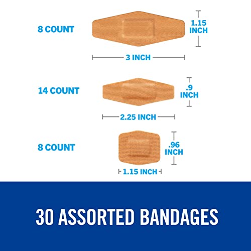 Nexcare Heavy Duty Flexible Fabric Bandages, Assorted Sizes, 30 Count, Latex-Free, Durable Adhesive Bandages for First Aid and Wound Care - Image 3