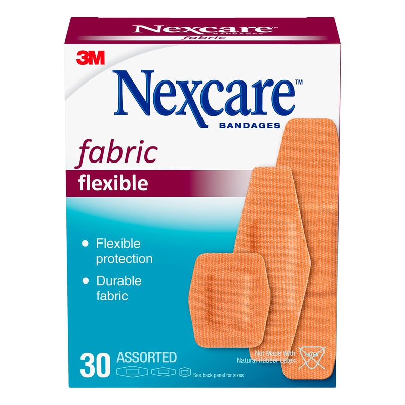 Nexcare Heavy Duty Flexible Fabric Bandages, Assorted Sizes, 30 Count, Latex-Free, Durable Adhesive Bandages for First Aid and Wound Care - Image 4