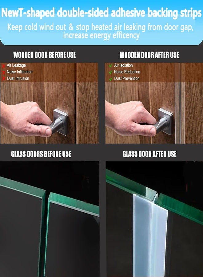 شريط مانع تسرب للأبواب على شكل حرف T، 1.37 بوصة × 20 قدم شريط مانع تسرب من السيليكون للأبواب شريط لاصق مزدوج الجوانب مانع تسرب للبوابات والنوافذ وفجوات زجاج الدش والجوانب والإطارات والشفاف - Image 4