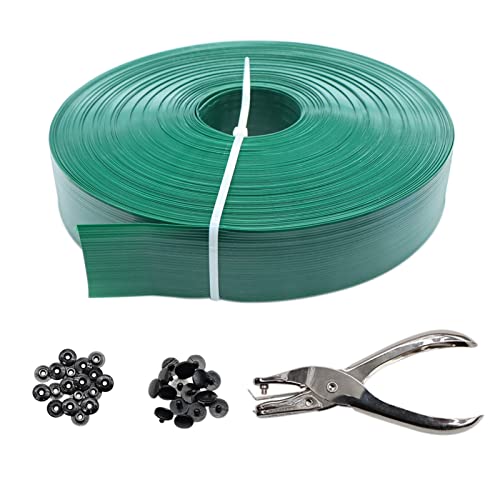 Qlvily Chain Link Fence Privacy Tape, 246ft x 0.15ft Chain Link Fence Slats, Fence Covering Privacy, Green (200PCS Button + Puncher Included) - Image 1
