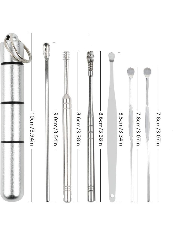Generic Ear Pick Earwax Removal Kit, 6-in-1 Stainless Steel Ear Cleaning Tools Ear Curette Cleaner Reusable Ear Cleaner for Adults and Kids with Storage Box, Silver  - Image 2
