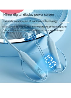 Generic Hanging neck in-ear Bluetooth sports headset with digital display, large battery and long battery life, neck hanging gaming wireless headset blue  - Image 4