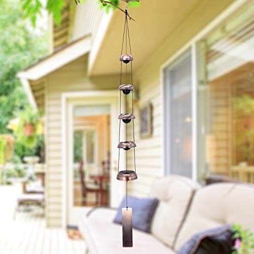 ASTARIN Bell Wind Chimes for Outside, Temple Wind Bell, Red Copper WindChimes with 5 Bells, Feng Shui Wind Chime for Home Yard Outdoor Decoration - Image 5