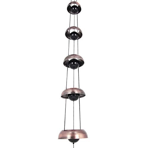 ASTARIN Bell Wind Chimes for Outside, Temple Wind Bell, Red Copper WindChimes with 5 Bells, Feng Shui Wind Chime for Home Yard Outdoor Decoration - Image 2