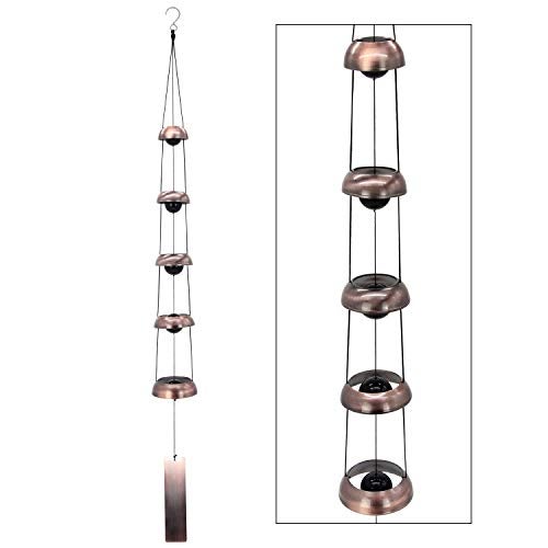 ASTARIN Bell Wind Chimes for Outside, Temple Wind Bell, Red Copper WindChimes with 5 Bells, Feng Shui Wind Chime for Home Yard Outdoor Decoration - Image 1