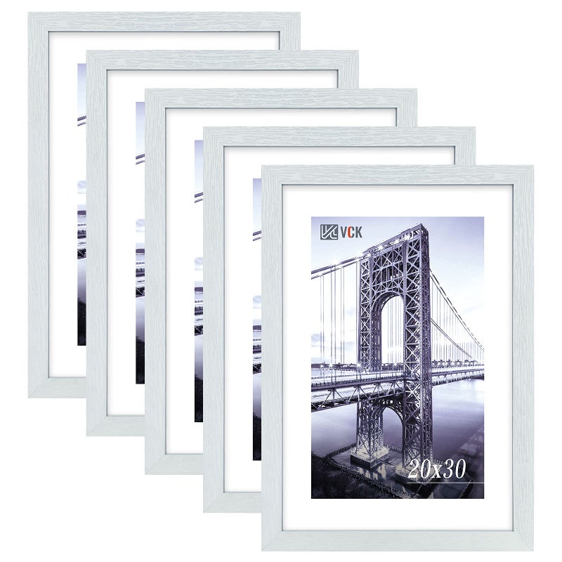 VCK 20x30 Inch White Poster Frame with Polished Plexiglass Hanging Hardware Picture Frame for Poster Artwork Certificate Included 5 Pack