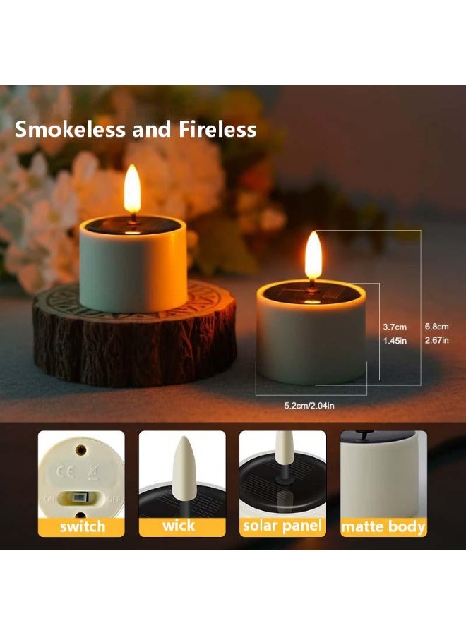 4 PCs Solar Powered LED Candle Holders|Warm Yellow Outdoor Candle Lamp|IP 44| Flickering Solar Candles with Dusk-to-Dawn Sensor|Battery Operated| Fake LED Votive Tea Lights for Window Lanterns Decorations|Balcony, Garden, Patio ,Gift For Holiday,Family - Image 2