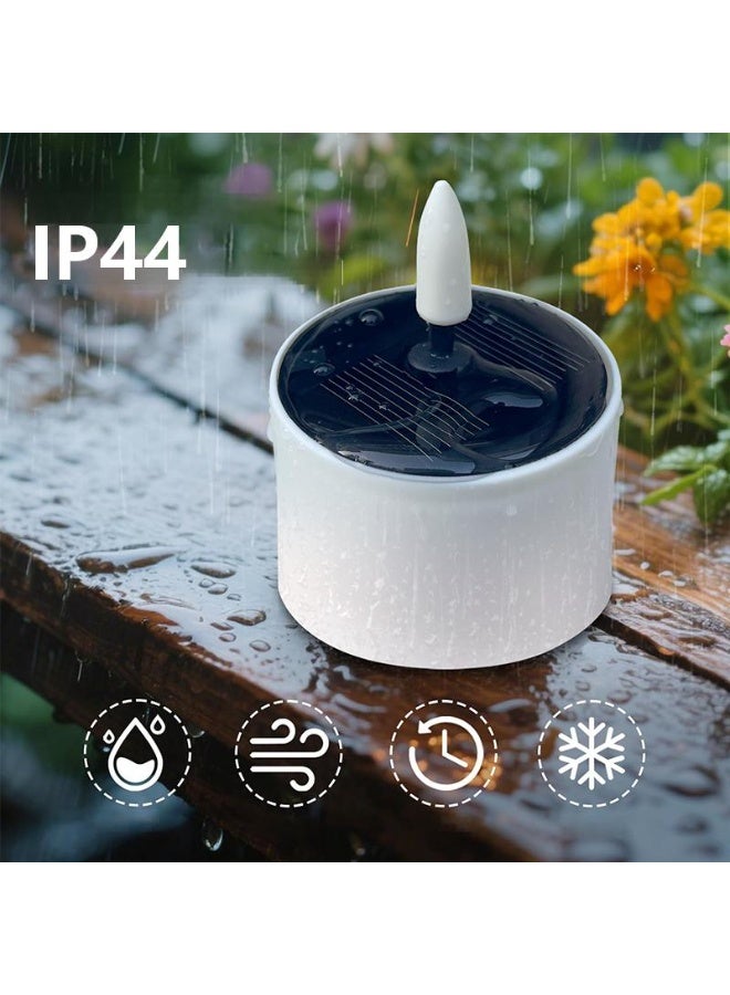 4 PCs Solar Powered LED Candle Holders|Warm Yellow Outdoor Candle Lamp|IP 44| Flickering Solar Candles with Dusk-to-Dawn Sensor|Battery Operated| Fake LED Votive Tea Lights for Window Lanterns Decorations|Balcony, Garden, Patio ,Gift For Holiday,Family - Image 4