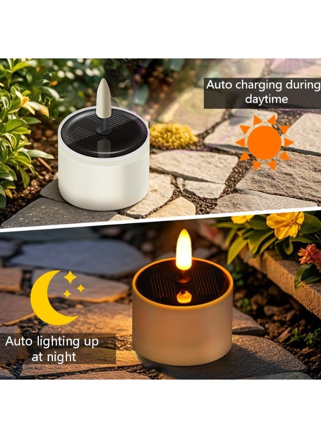 4 PCs Solar Powered LED Candle Holders|Warm Yellow Outdoor Candle Lamp|IP 44| Flickering Solar Candles with Dusk-to-Dawn Sensor|Battery Operated| Fake LED Votive Tea Lights for Window Lanterns Decorations|Balcony, Garden, Patio ,Gift For Holiday,Family - Image 3