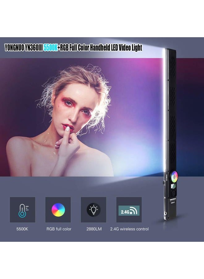 YONGNUO يونيون YN360 III YN360III مصباح فيديو LED مطور 5600K، ضوء تصوير محمول، لوحة لمس ملونة RGB قابلة للتعديل، دعم التطبيق، تحكم عن بعد 2.4G، CRI 95+ - Image 4