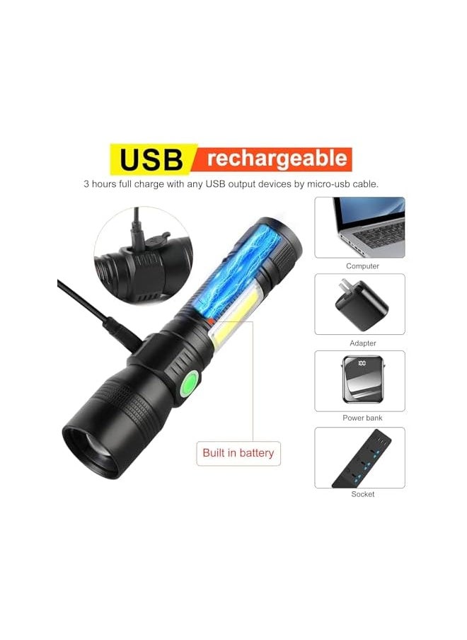 PROMASS promass Flashlight USB Rechargeable, 2000 Lumens Super Bright Magnetic Flashlight with COB Work Light, Zoomable, Waterproof, 7 Modes, Pocket Flashlights with SideLight for Camping, Emergency  - Image 3