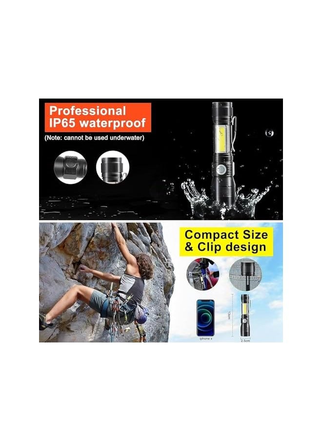 PROMASS promass Flashlight USB Rechargeable, 2000 Lumens Super Bright Magnetic Flashlight with COB Work Light, Zoomable, Waterproof, 7 Modes, Pocket Flashlights with SideLight for Camping, Emergency  - Image 4