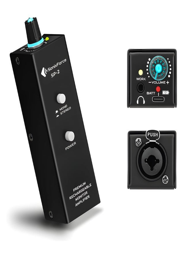 SonixForce Portable in Ear Monitor Amplifier, Headphone Amp with XLR and TRS Input 3.5mm Output, Enhanced Sound Quality, Durable Belt Clip, Guitar Headphone Amplifier with Stereo/Mono Switch for Performers - Image 1