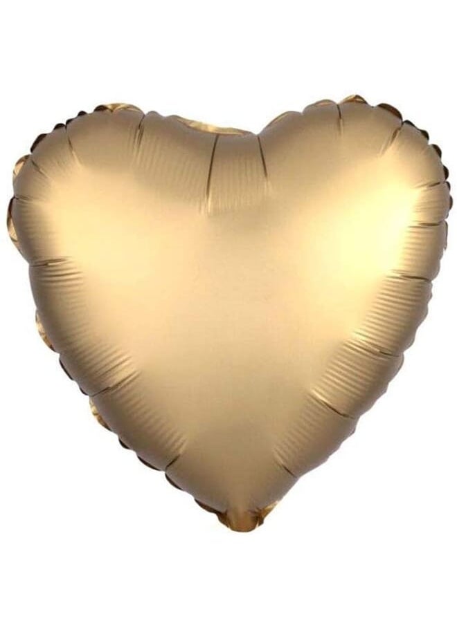 Party Time 1 Pc Matte Gold Heart Shape Solid Pattern Foil Balloon 18Inch  - Image 1