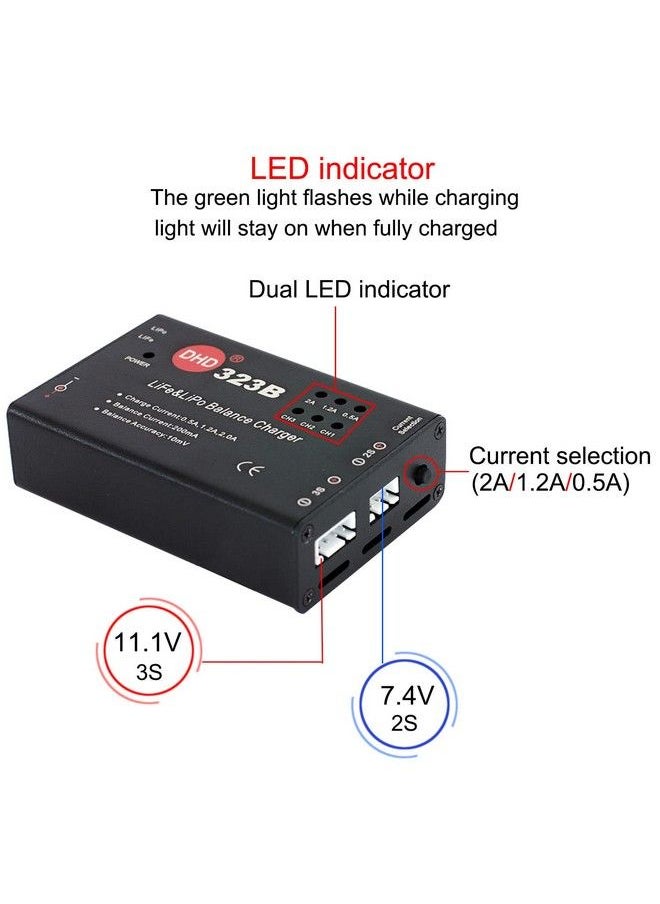 Dhd - 20W 2A 323B Rc Battery Balance Charger For 2S 3S 7.4V 11.1V Lipo 6.6V 9.9V Life Rc Battery Pack And Rc Car Drone Truck Helicopter Airsoft Electric Water Batteres - Image 1