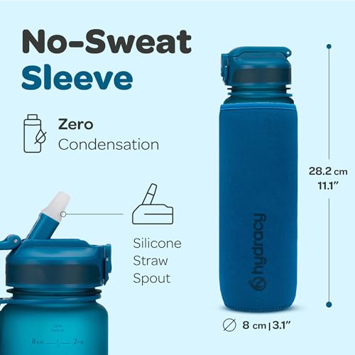 Hydracy Water Bottle with Times to Drink & Straw - Large 32 Oz BPA Free Motivational Water Bottle & No Sweat Sleeve -Leak Proof Gym Bottle with Time Marker - Ideal for Fitness, Sports & Outdoors - Image 5
