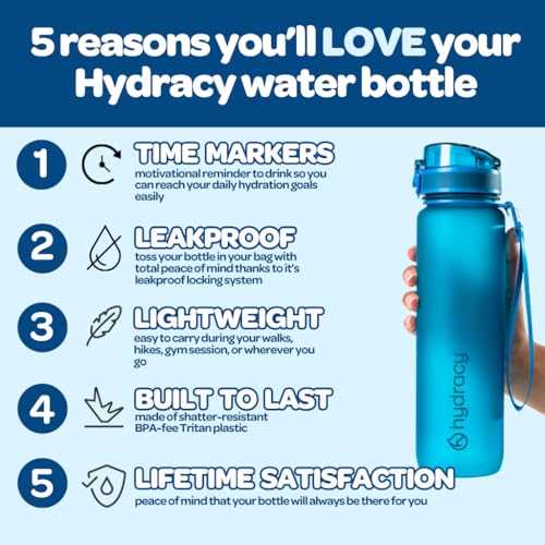 Hydracy Water Bottle with Times to Drink & Straw - Large 32 Oz BPA Free Motivational Water Bottle & No Sweat Sleeve -Leak Proof Gym Bottle with Time Marker - Ideal for Fitness, Sports & Outdoors - Image 2
