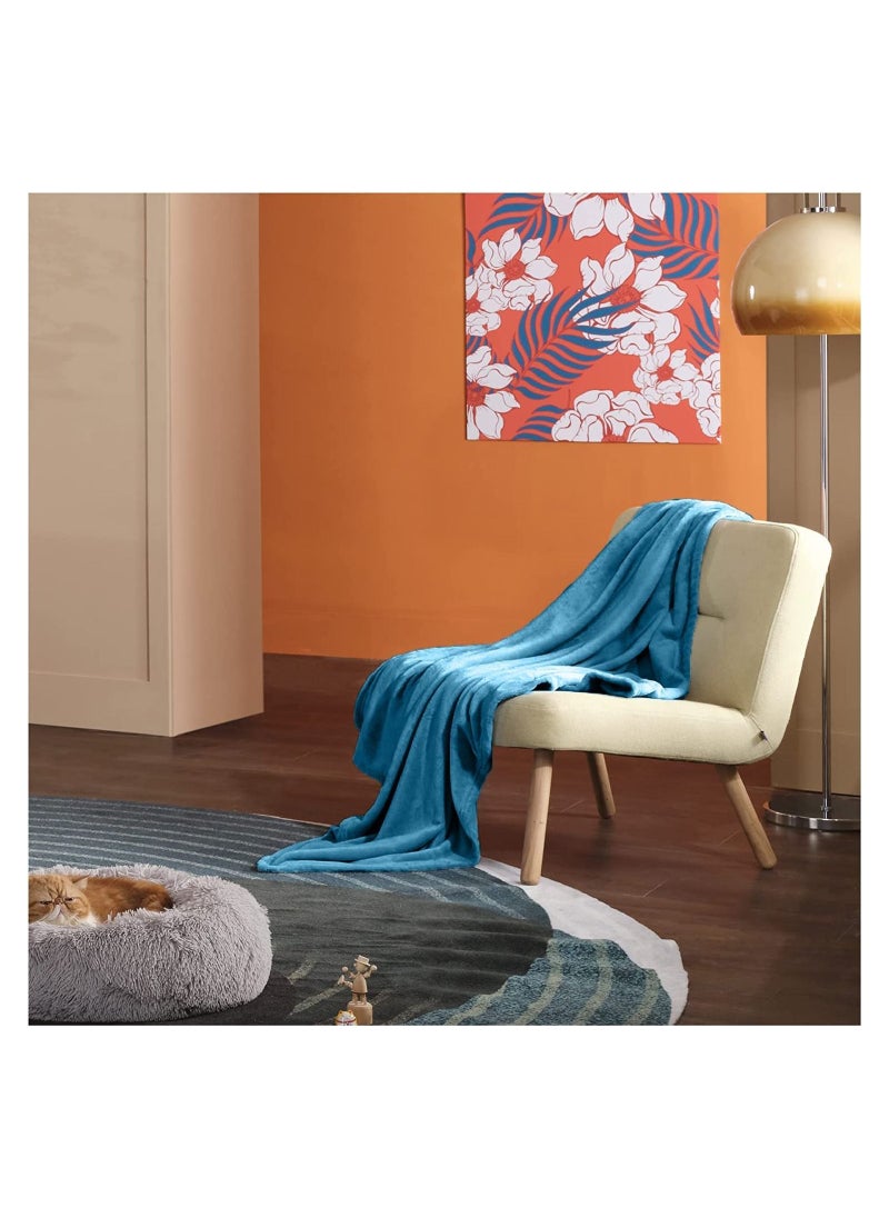 Generic - Flannel Fleece Blanket King Size TURQUOISE - Image 1