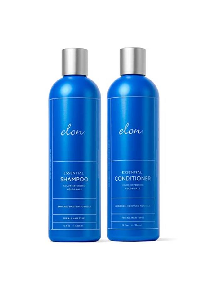 Elon مجموعة شامبو وبلسم خالية من الكبريتات (12 أونصة) شامبو للشعر المعالج بالألوان لتمديد اللون بلسم للشعر الجاف لتغذية وحماية اللون شامبو وبلسم آمن للألوان - Image 1