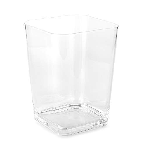 Huang Acrylic Clear Square Wastebasket Trash Can | Garbage Container Bin for Bathrooms, Kitchens, Home Offices | Shatter-Proof, Stylish, Durable and Compact Design - Image 1