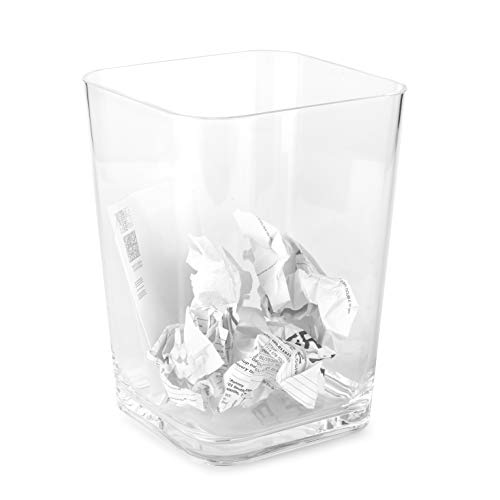 Huang Acrylic Clear Square Wastebasket Trash Can | Garbage Container Bin for Bathrooms, Kitchens, Home Offices | Shatter-Proof, Stylish, Durable and Compact Design - Image 2