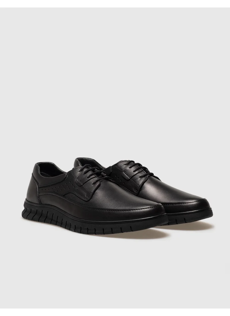 كاباني Genuine Leather Black Lace-Up Men's Casual Shoes