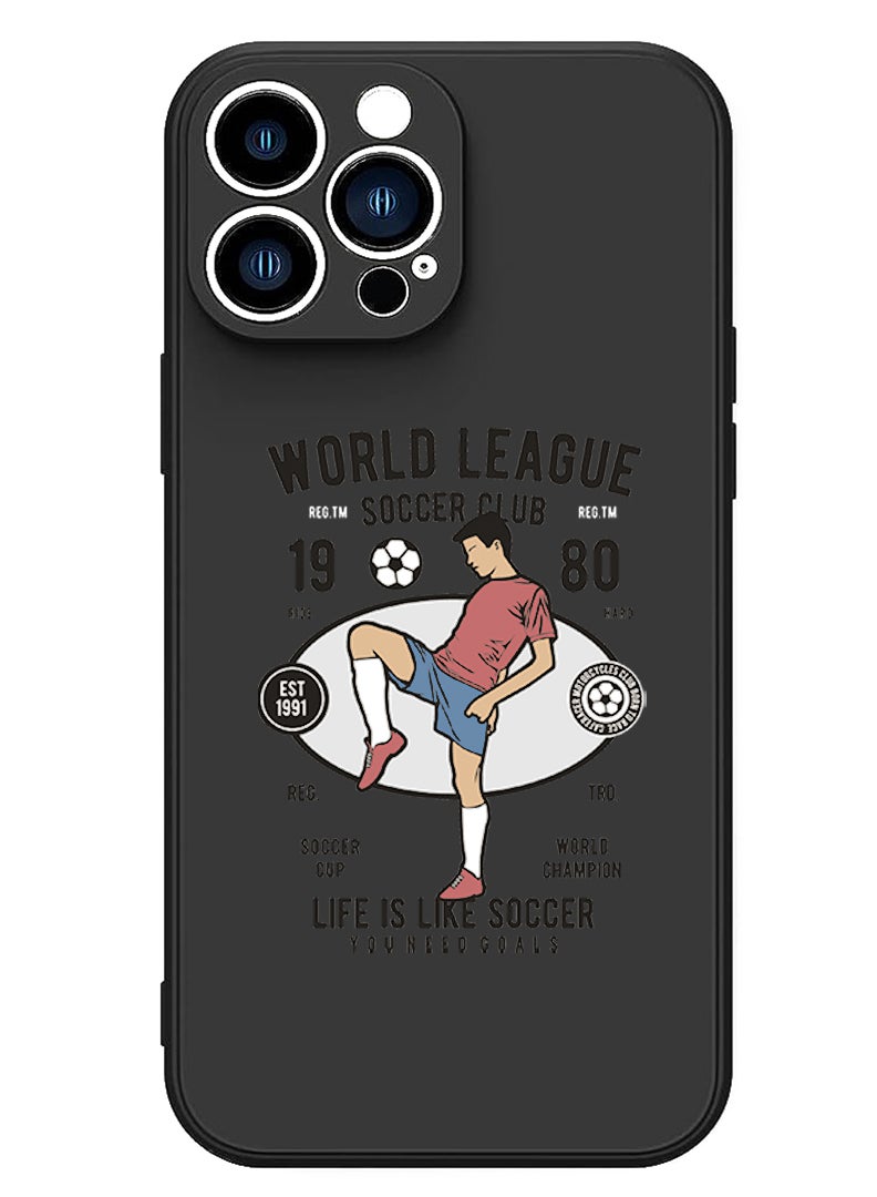 Theodor Protective Slim Fit Case Liquid Silicone Cover with Full Body Protection Anti-Scratch Shockproof Case For iPhone 15 Pro Max Black - World league - Image 1