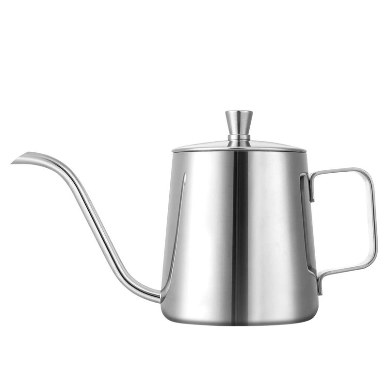 GWHOLE Small Pour Over Gooseneck Coffee Kettle 12oz350ml Long Narrow Drip Spout Coffee Tea Pot for Stove Top Silver