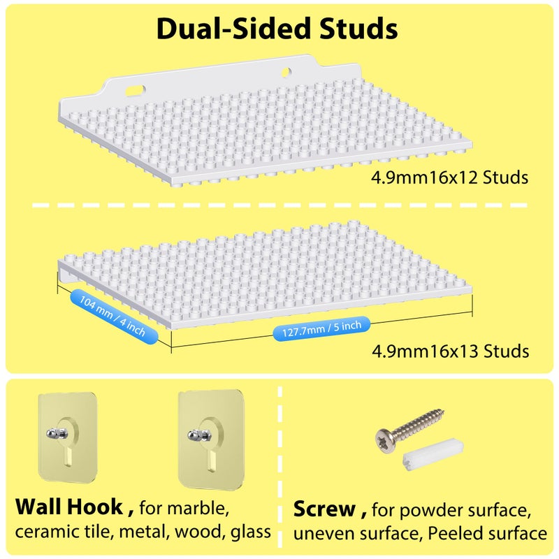 LRANFOW 12 Wall Display Shelf for Lego Building Bricks, 4x5 inch Dual-Sided Display Shelf with 16x13 4.9mm Studs for Lego Shelf Display, Builders, Room Decor - Image 4