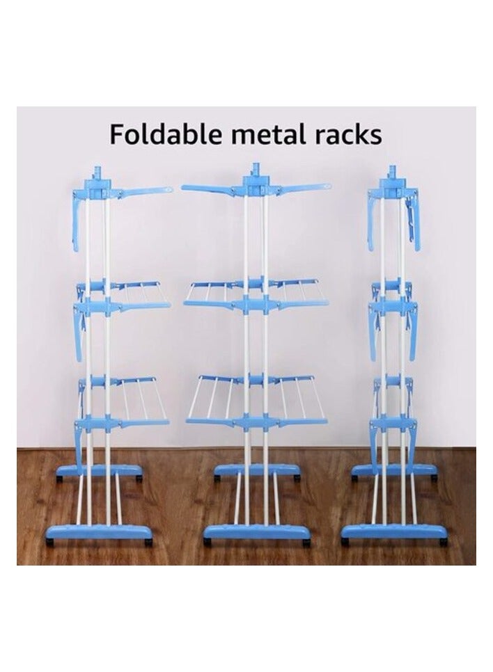 PROMASS Multi Layer Clothes Organizer Drying Rack White/Blue 70 x48 x 168cm  - Image 5