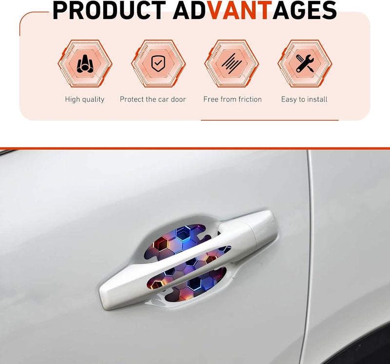MOXRUQ 8 PCS Car Door Handle Scratch Protectors, Scratch-Proof Door Cup Protectors, Automotive Door Handle Paint Protective Film, Universal for Most Cars (Style 5) - Image 5